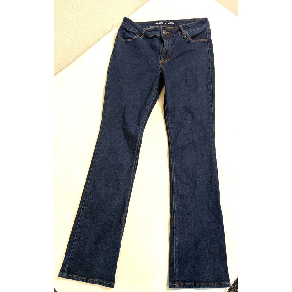 Old Navy Womens Mid Rise Bootcut Jeans Size 6 Dark Wash Blue Stretch Denim